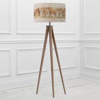 Voyage Maison Highland Cattle Eva Aratus Grey And Linen Complete Floor Lamp