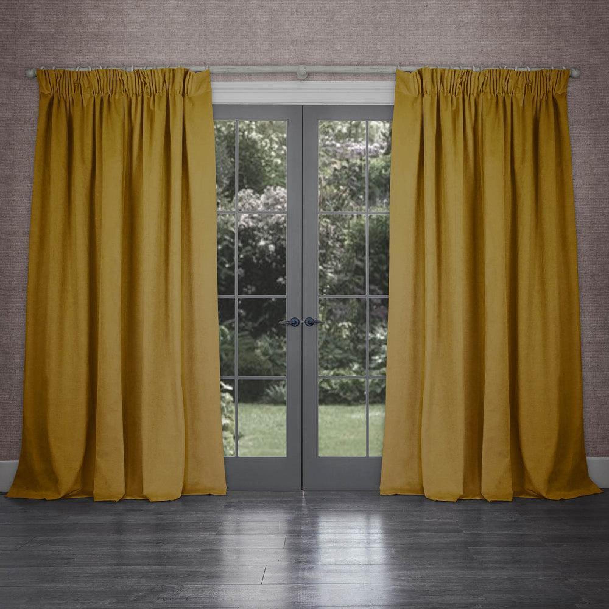 Voyage Maison Cube Sunshine Velvet Pencil Pleat Curtains - CFS UK