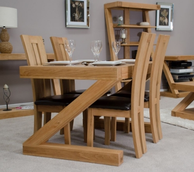 Clearance - Homestyle GB Z Designer Oak Dining Set and 4 Venezia Chairs - FSS12542