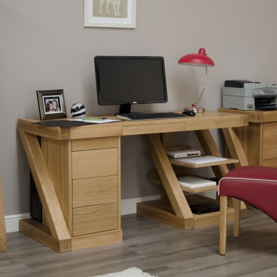 Homestyle GB Z Designer Oak Double Pedestal Large Desk
