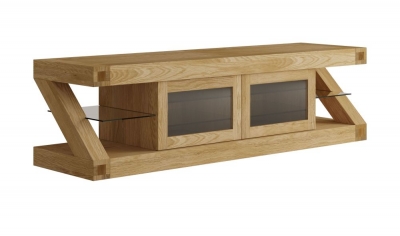 Product photograph of Homestyle Gb Z Designer Oak Glass Plasma Tv Unit from Choice Furniture Superstore