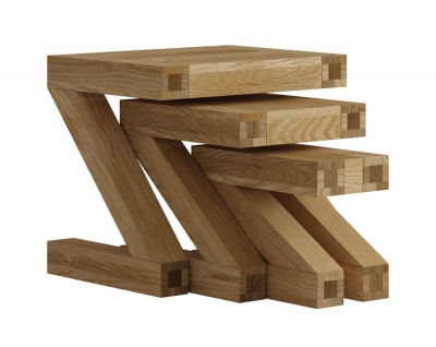 Product photograph of Homestyle Gb Z Designer Oak Nest Of Tables from Choice Furniture Superstore