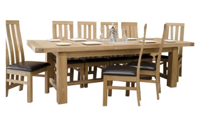 Homestyle GB Bordeaux Oak Twin Panel Grand 8 Seater Extending Dining Table