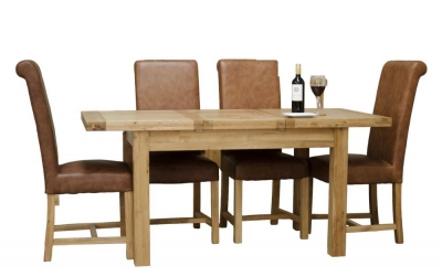 Homestyle GB Deluxe Oak 4 Seater Butterfly Extending Dining Table