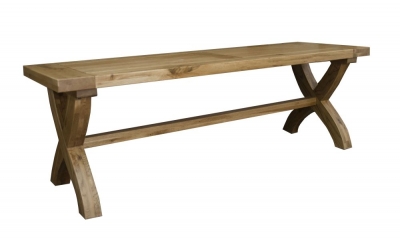 Product photograph of Homestyle Gb Deluxe Oak Cross Leg Dining Bench from Choice Furniture Superstore
