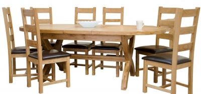 Homestyle GB Deluxe Oak 6 Seater Extending Dining Table