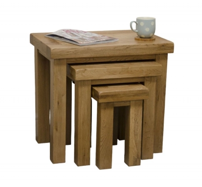 Product photograph of Homestyle Gb Deluxe Oak Nest Of Tables from Choice Furniture Superstore
