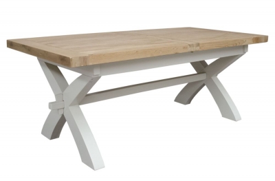 Product photograph of Homestyle Gb Painted Deluxe X-leg Extending Dining Table from Choice Furniture Superstore