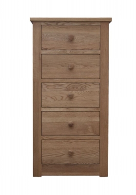 Product photograph of Homestyle Gb Torino Oak 5 Drawer Wellington Chest from Choice Furniture Superstore
