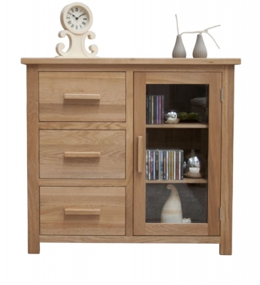 Product photograph of Homestyle Gb Opus Oak 1 Door Glazed Chest from Choice Furniture Superstore