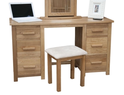 Product photograph of Homestyle Gb Opus Oak Double Pedestal Dressing Table And Stool from Choice Furniture Superstore