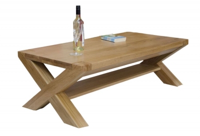 Product photograph of Homestyle Gb Trend Oak Large Coffee Table With X Leg from Choice Furniture Superstore