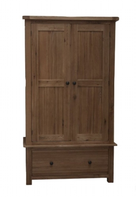 Homestyle GB Rustic Oak 2 Door 1 Drawer Wardrobe