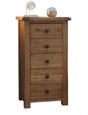 Product photograph of Homestyle Gb Rustic Oak 5 Drawer Narrow Chest from Choice Furniture Superstore