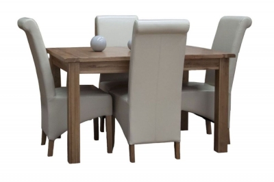 Product photograph of Homestyle Gb Rustic Oak Extending Dining Set And 4 Richmond Ivory Chairs from Choice Furniture Superstore
