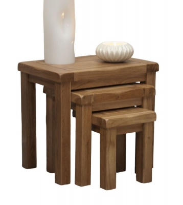 Product photograph of Homestyle Gb Rustic Oak Nest Of Tables from Choice Furniture Superstore