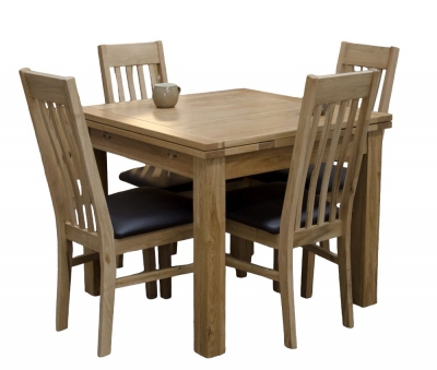 Homestyle GB Elegance Oak Square 4 Seater Extending Dining Table