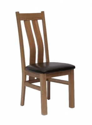 Homestyle GB Maria Oak and Dark Brown Leather Dining Chair (Sold in Pairs)