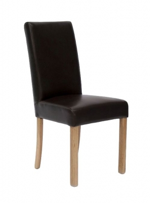 Product photograph of Miko Brown Bycast Leather Dining Chair Sold In Pairs from Choice Furniture Superstore