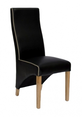 Image of Homestyle GB Wave Bone Contrast Piping Monaco Matt Noir Dining Chair (Sold in Pairs)
