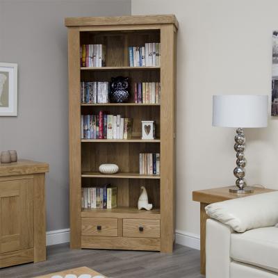 Homestyle Gb Bordeaux Oak 2 Drawer Large Bookcase