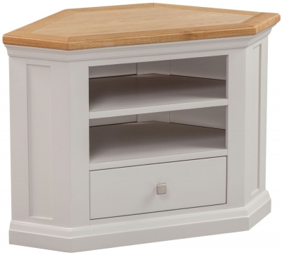 Product photograph of Homestyle Gb Cotswold Oak And Painted Corner Tv Unit from Choice Furniture Superstore