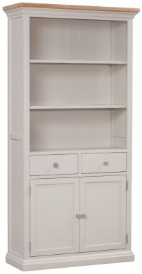 Product photograph of Homestyle Gb Cotswold Oak And Painted Large Bookcase from Choice Furniture Superstore