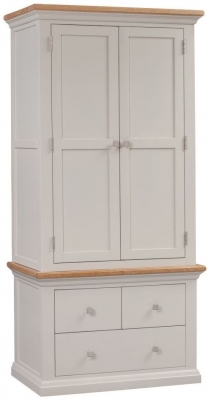 Product photograph of Homestyle Gb Cotswold Oak And Painted 2 Door 3 Drawer Wardrobe from Choice Furniture Superstore