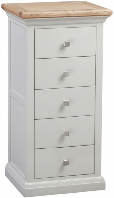 Product photograph of Homestyle Gb Cotswold Oak And Painted 5 Drawer Tallboy from Choice Furniture Superstore