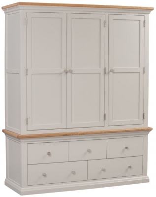 Product photograph of Homestyle Gb Cotswold Oak And Painted 3 Door 5 Drawer Wardrobe from Choice Furniture Superstore