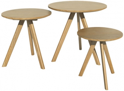 Product photograph of Homestyle Gb Scandic Oak Round Nest Of Tables from Choice Furniture Superstore