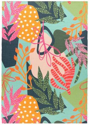 Furn Coralina Aqua And Pink Outdoor Washable Rug
