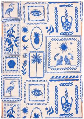 Furn Frieze Blue Outdoor Washable Rug