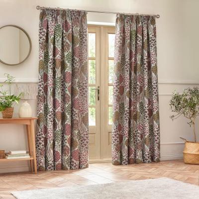 Image of Wylder Ophelia Rednut Floral Jacquard Pencil Pleat Curtains