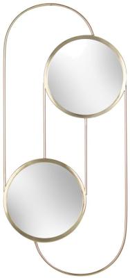 Yard Abstract Brass Double Round Wall Mirror