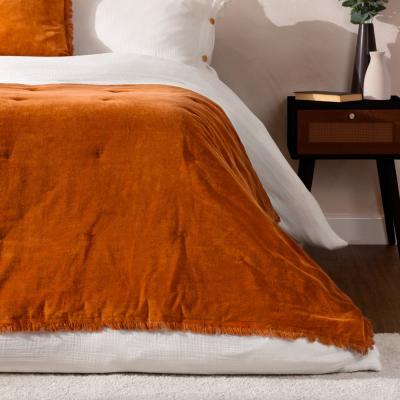 Yard Jaye Rust Cotton Velvet Filled Bedspread