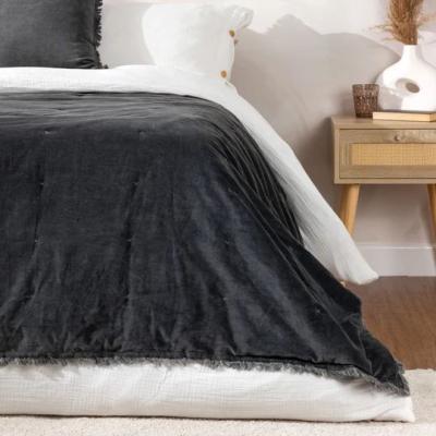 Product photograph of Yard Jaye Slate Velvet Filled Bedspread from Choice Furniture Superstore