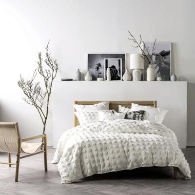 Linen House Haze White Tufted Cotton Duvet Cover Set