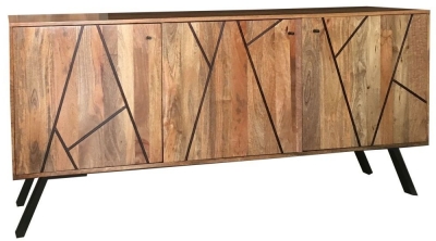 Product photograph of Chamba Mango Wood 160cm Large Sideboard With Geomatric Pattern from Choice Furniture Superstore