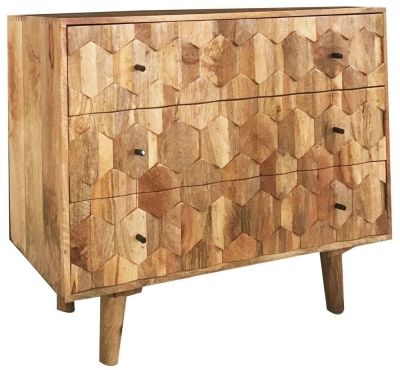 Product photograph of Coonoor Mango Wood 3 Drawer Chest from Choice Furniture Superstore