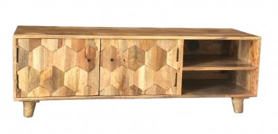 Product photograph of Coonoor Carved Mango Wood 118cm Tv Unit from Choice Furniture Superstore