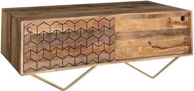 Product photograph of Dalhousie Mango Wood Storage Coffee Table With Geomatric Pattern from Choice Furniture Superstore