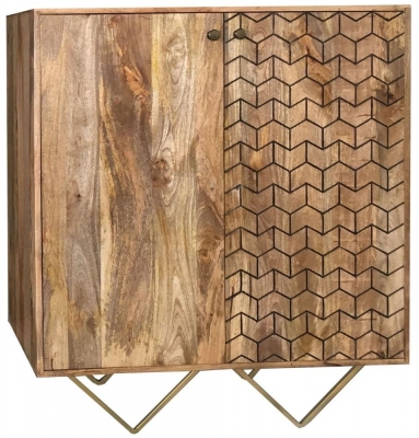 Product photograph of Dalhousie Mango Wood 90cm Small Sideboard With Geomatric Pattern from Choice Furniture Superstore