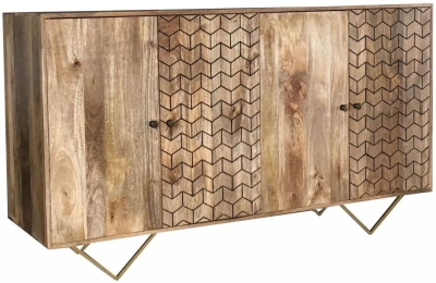 Product photograph of Dalhousie Mango Wood 160cm Large Sideboard With Geomatric Pattern from Choice Furniture Superstore