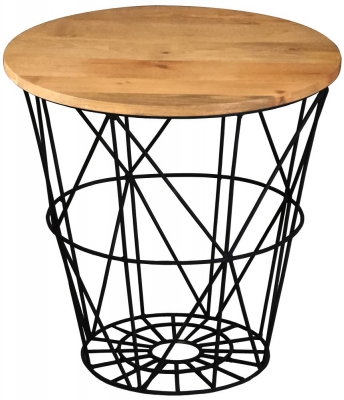 Product photograph of Hampi Large Round Side Table - Mango Wood And Iron from Choice Furniture Superstore