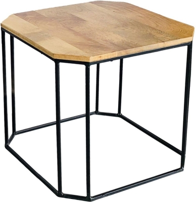 Product photograph of Hampi Mango Wood And Iron Large Side Table - Rav-1241 from Choice Furniture Superstore