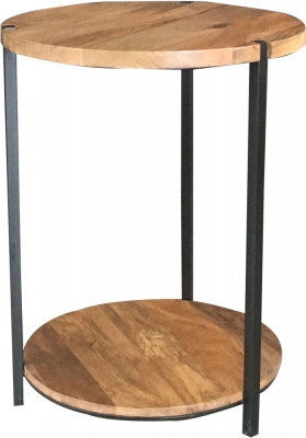 Product photograph of Jaipur Ravi Light Mango Wood And Iron Round Side Table - Rav-1224 from Choice Furniture Superstore