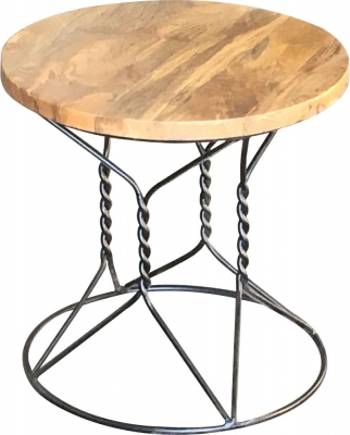 Product photograph of Hampi Mango Wood Round Accent Table from Choice Furniture Superstore