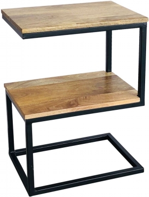 Product photograph of Hampi S Shape Side Table - Mango Wood And Iron from Choice Furniture Superstore