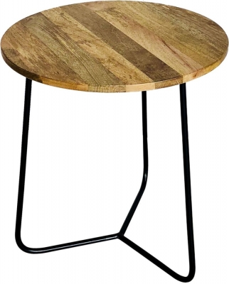 Product photograph of Hampi Round Side Table - Mango Wood And Iron from Choice Furniture Superstore